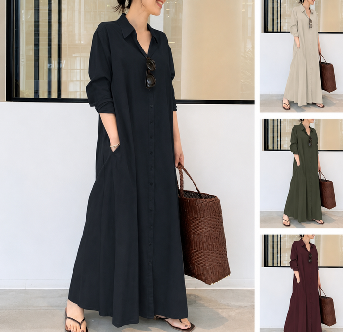 Linnen Maxi Jurk voor Dames | Casual & Elegant met Zakken