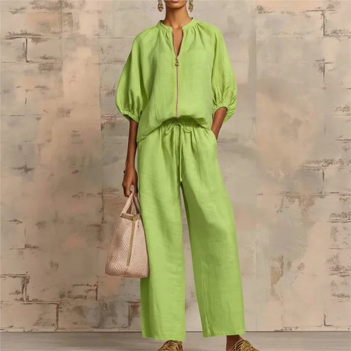 Dames Lounge Set | Comfortabele 2-Delige Set met Wijde Broek