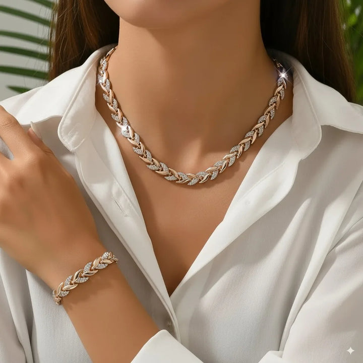 Luxe Visgraat Sieradenset | Ketting & Armband Set