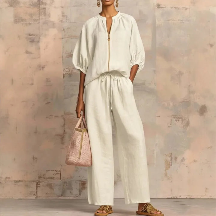 Dames Lounge Set | Comfortabele 2-Delige Set met Wijde Broek