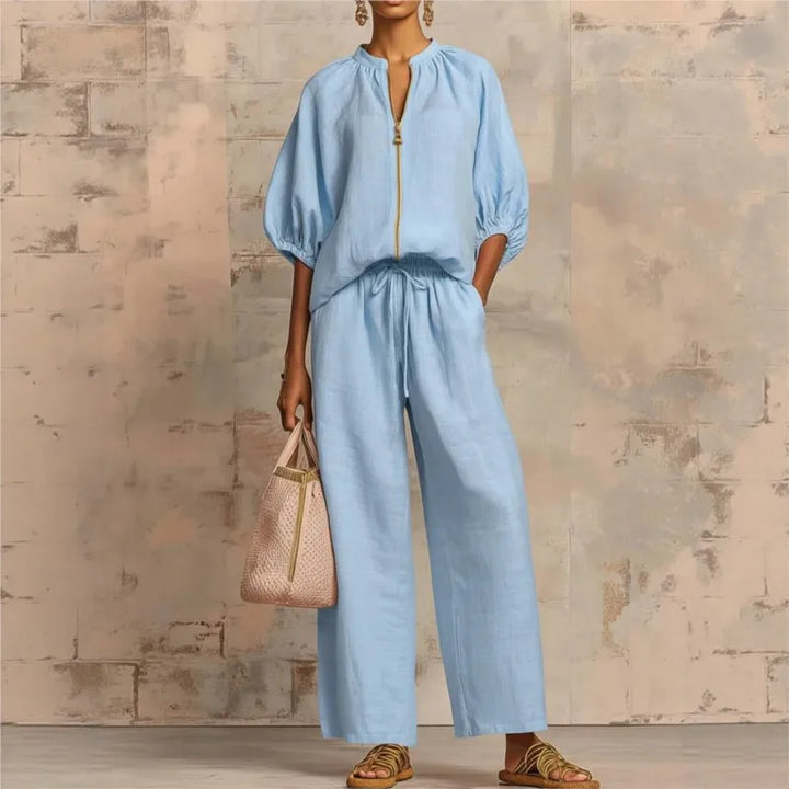 Dames Lounge Set | Comfortabele 2-Delige Set met Wijde Broek