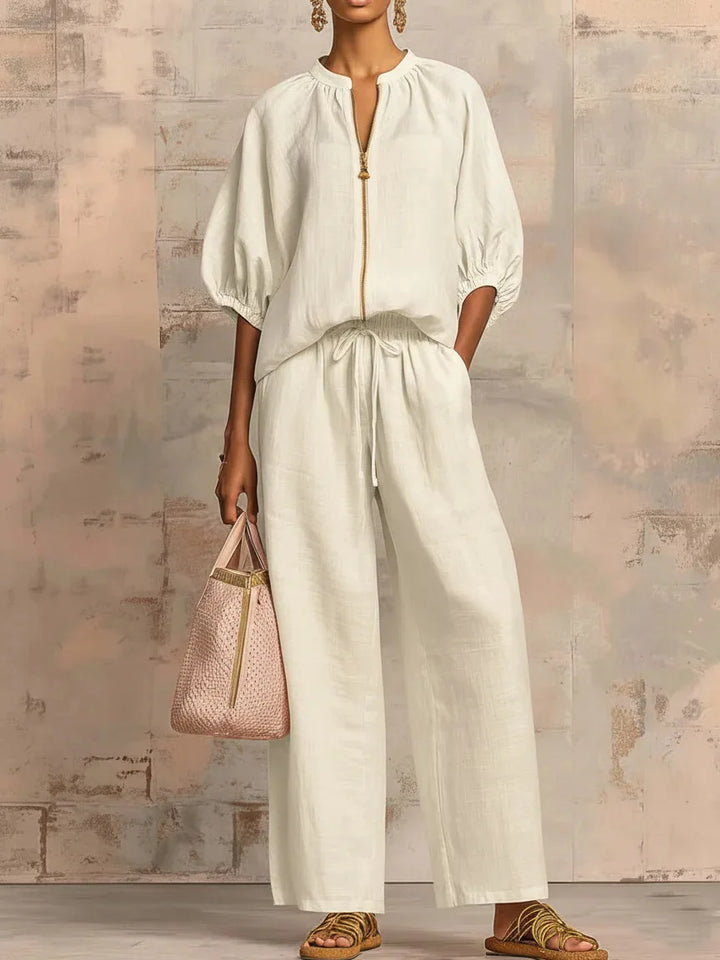 Dames Lounge Set | Comfortabele 2-Delige Set met Wijde Broek