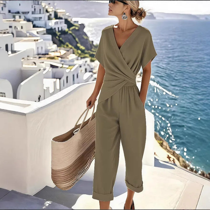 Dames Zomer Set | Elegante 2-Delige Outfit met Wijde Broek
