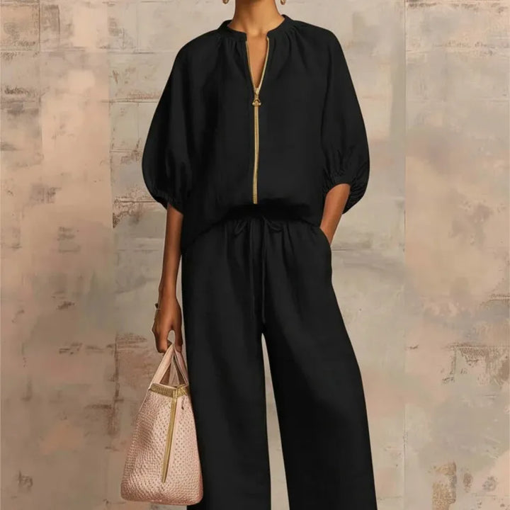 Dames Lounge Set | Comfortabele 2-Delige Set met Wijde Broek