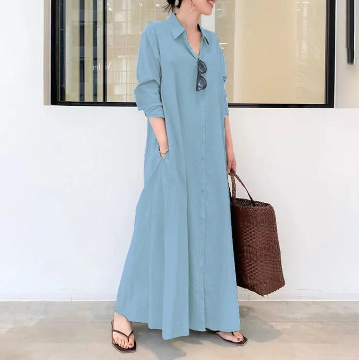 Linnen Maxi Jurk voor Dames | Casual & Elegant met Zakken