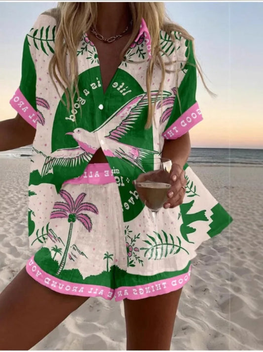Dames Vakantie Set | Kleurrijke 2-Delige Zomer Outfit