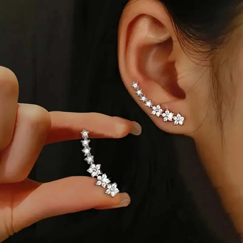 Sterrenbloem Oorbellen | Elegante Zirkonia Ear Climbers