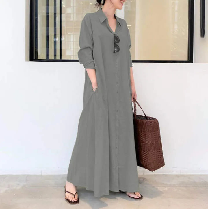 Linnen Maxi Jurk voor Dames | Casual & Elegant met Zakken