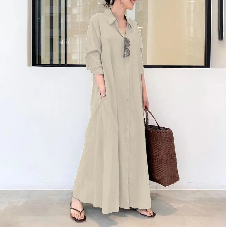 Linnen Maxi Jurk voor Dames | Casual & Elegant met Zakken