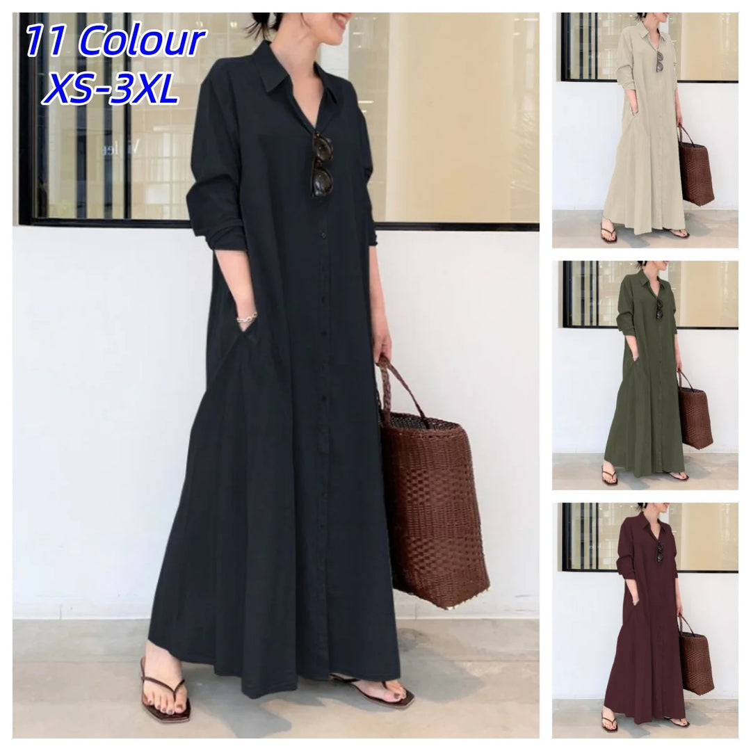 Linnen Maxi Jurk voor Dames | Casual & Elegant met Zakken