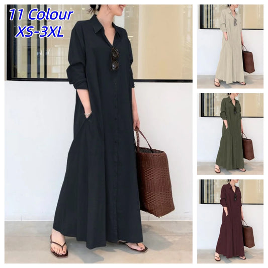 Linnen Maxi Jurk voor Dames | Casual & Elegant met Zakken