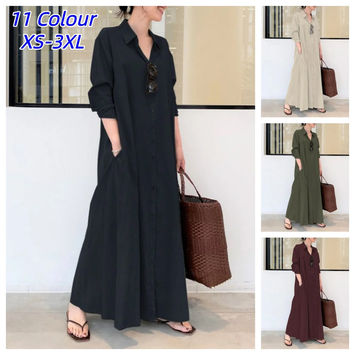 Linnen Maxi Jurk voor Dames | Casual & Elegant met Zakken