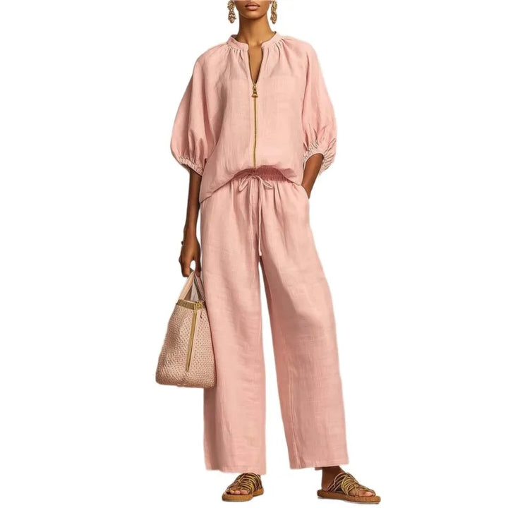 Dames Lounge Set | Comfortabele 2-Delige Set met Wijde Broek