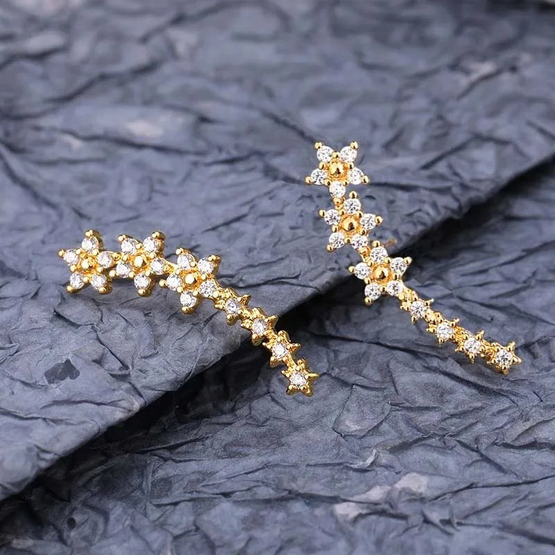 Sterrenbloem Oorbellen | Elegante Zirkonia Ear Climbers