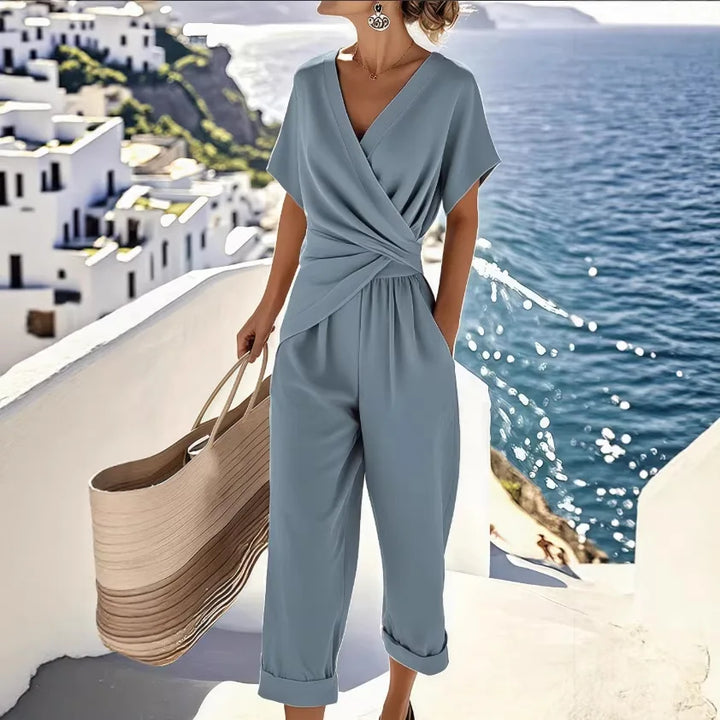 Dames Zomer Set | Elegante 2-Delige Outfit met Wijde Broek