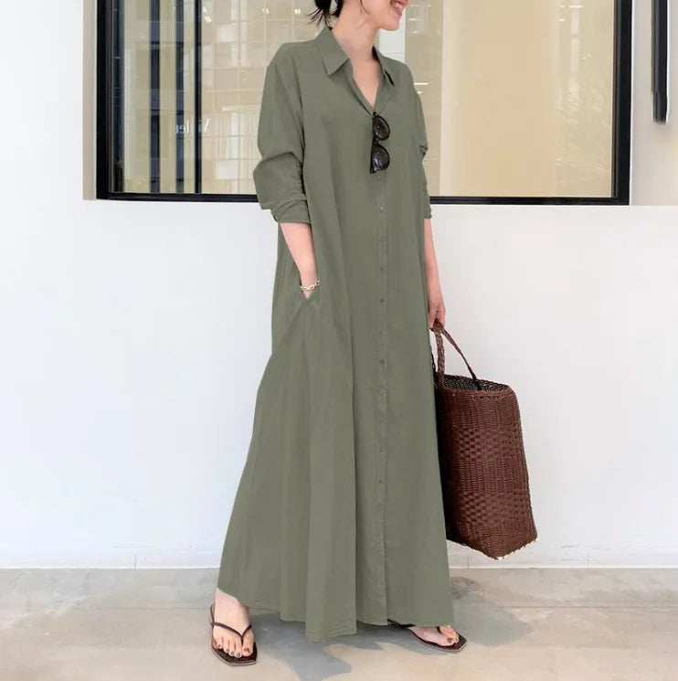 Linnen Maxi Jurk voor Dames | Casual & Elegant met Zakken