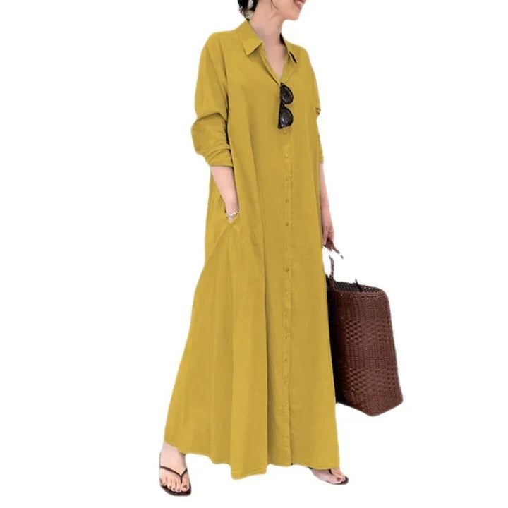 Linnen Maxi Jurk voor Dames | Casual & Elegant met Zakken