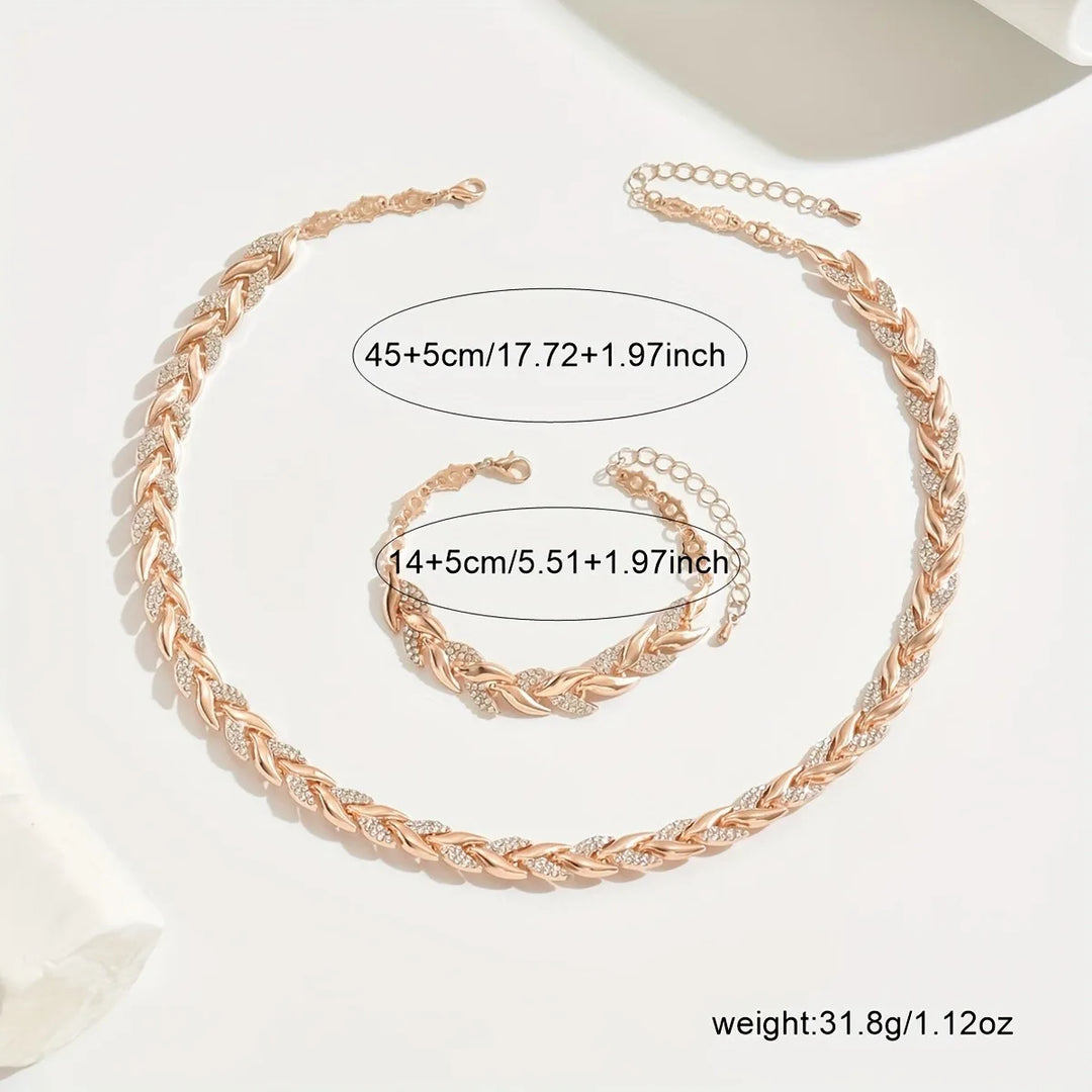 Luxe Visgraat Sieradenset | Ketting & Armband Set
