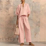 Dames Lounge Set | Comfortabele 2-Delige Set met Wijde Broek