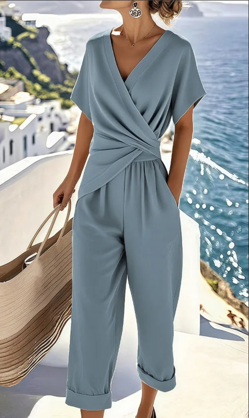 Dames Zomer Set | Elegante 2-Delige Outfit met Wijde Broek