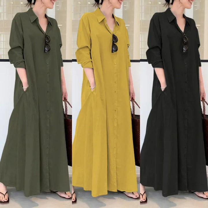 Linnen Maxi Jurk voor Dames | Casual & Elegant met Zakken