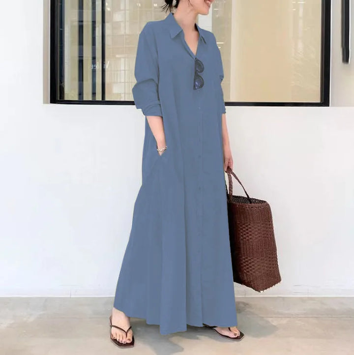 Linnen Maxi Jurk voor Dames | Casual & Elegant met Zakken
