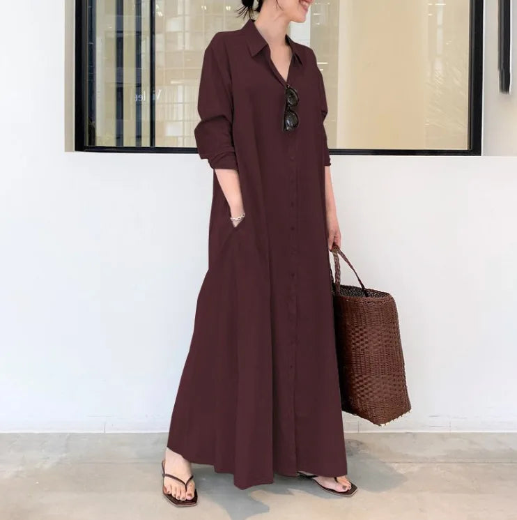 Linnen Maxi Jurk voor Dames | Casual & Elegant met Zakken